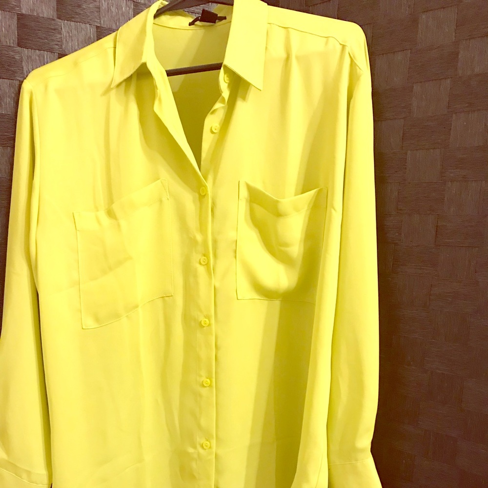 Lime green button up blouse